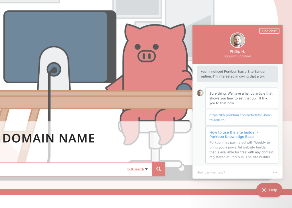 Live Chat With Porkbun